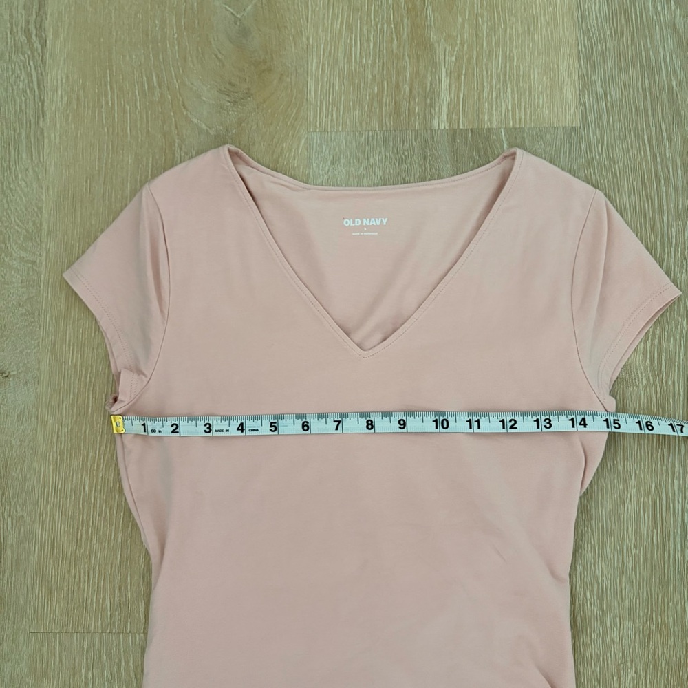 Set of 2- Old Navy V-Neck Short Sleeve Bodysuit Dusty Pink & White - Size Small - Picture 7 of 12